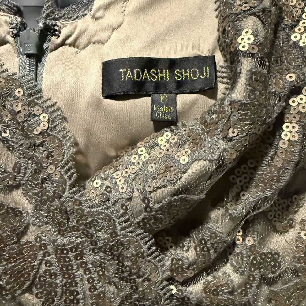Tadashi Shoji Gold Lace Midi Dress - Picture 4 of 5